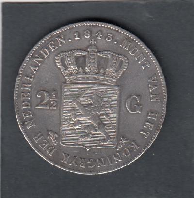 Beschrijving: 2 1/2 Gulden WILLEM II